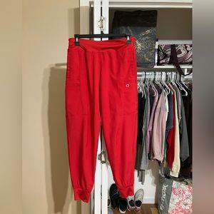 Red womens top and bottom scrubs
